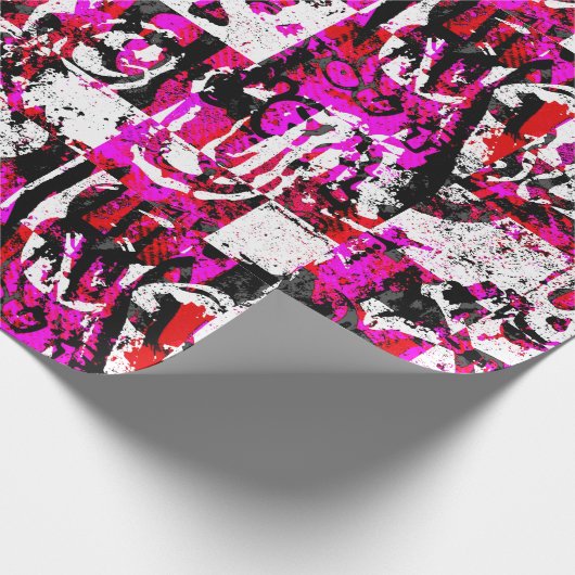Rosa Schachbrett Graffiti Wrapping Paper Geschenkpapier (Ecke)
