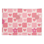 rosa Schachbrett Kissenbezug (Rückseite)