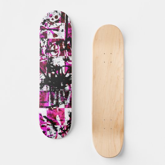 Rosa Schachbretter Skateboard (Vorderseite)