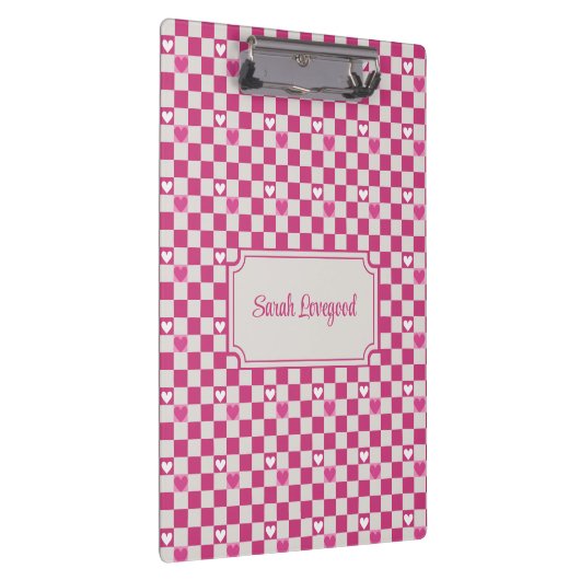 Rosa Schachbretter und Herz Klemmbrett (Rechts)