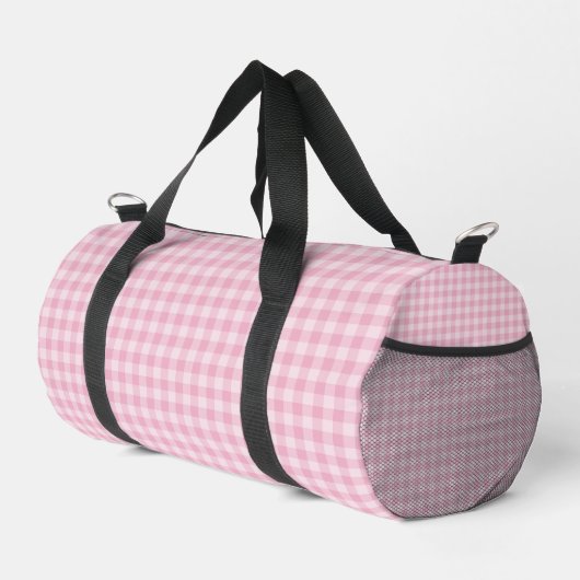 Rosa Schachbrettmuster Klein Duffle Bag (Rechte Ecke)