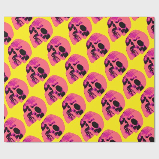 Rosa Schädel auf gelbem Packpapier (Flach)