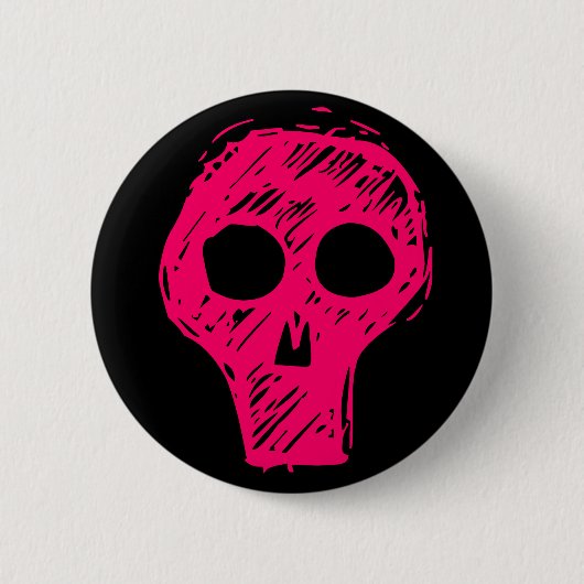 Rosa Schädel Button (Vorderseite)