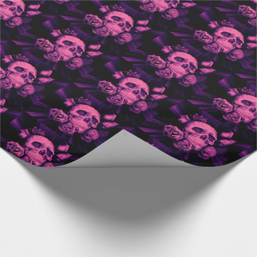 Rosa Schädel-Designer-Packpapier Geschenkpapier (Ecke)