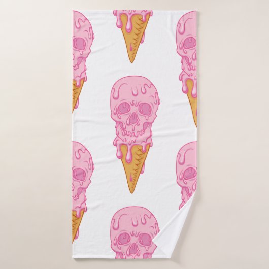 Rosa Schädel - Eis. Nahtloses Muster im Hintergrun Badehandtuch (Badehandtuch)