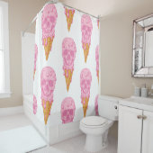 Rosa Schädel - Eis. Nahtloses Muster im Hintergrun Duschvorhang (Beispiel)