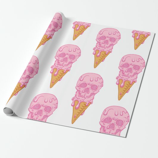 Rosa Schädel - Eis. Nahtloses Muster im Hintergrun Geschenkpapier (Ungerollt)