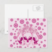 Rosa Schädel flammend Postkarte (Vorne/Hinten)