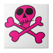 Rosa Schädel Fliese (Vorderseite)