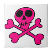 Rosa Schädel Fliese (Vorderseite)