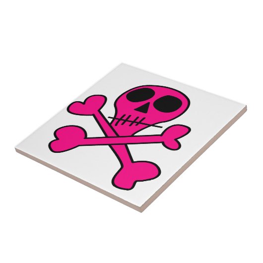 Rosa Schädel Fliese (Seite)