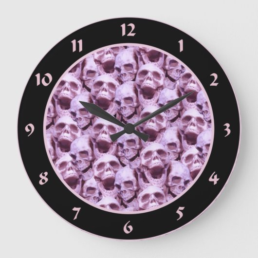 Rosa Schädel Große Wanduhr (Vorderseite)