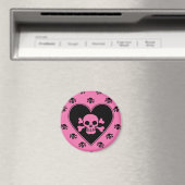 Rosa Schädel im Herzen Magnet (In Situ (Geschirrspüler))