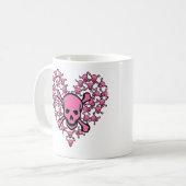 Rosa Schädel in der Herz-Form Kaffeetasse (Vorderseite Links)