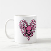 Rosa Schädel in der Herz-Form Kaffeetasse (Links)