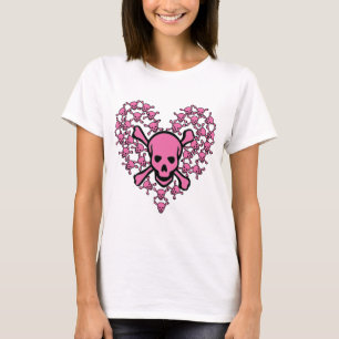 Rosa Schädel in der Herz-Form T-Shirt
