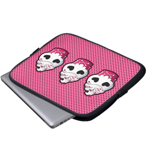 Rosa Schädel-kleiner Kuchen Laptopschutzhülle (Vorne Knopf)