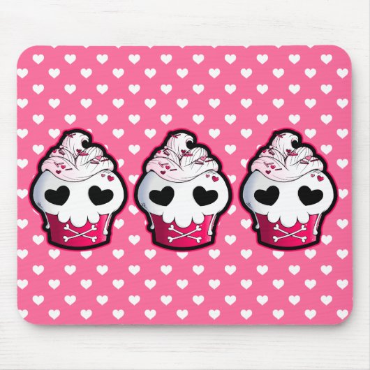 Rosa Schädel-kleiner Kuchen Mousepad (Vorne)