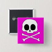 Rosa Schädel-Knopf Button (Vorne & Hinten)