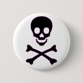 Rosa Schädel-Knopf Button