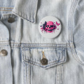 Rosa Schädel mit Schmetterlingen und Herz Button (Beispiel)
