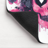 Rosa Schädel mit Schmetterlingen und Herz Mousepad (Ecke)