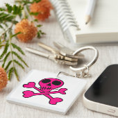 Rosa Schädel Schlüsselanhänger (Vorderseite rechts)