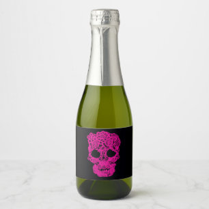 Rosa Schädel Sparkling Weinflasche Schaumweinetikett