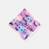 Rosa Schädel spukende Fledermäuse halloween Serviette (Ecke)