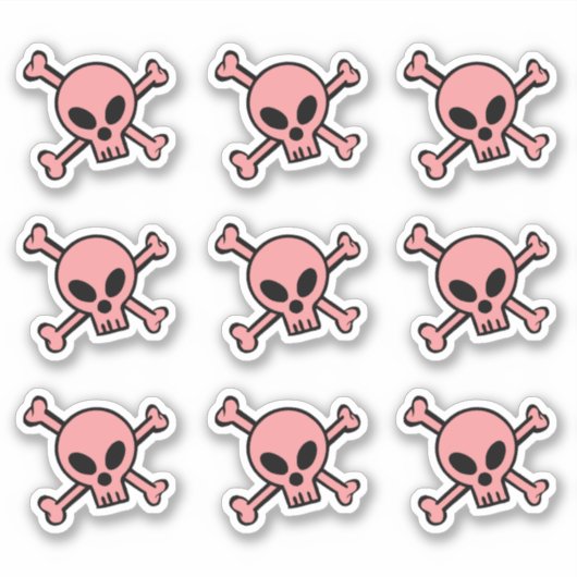 Rosa Schädel und Kreuzknochen Aufkleber (Vorderseite)