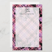 Rosa Schädel und Kreuzknochen mit Herz und Bow Briefpapier (Vorne/Hinten)