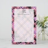 Rosa Schädel und Kreuzknochen mit Herz und Bow Briefpapier (Stehend Vorderseite)