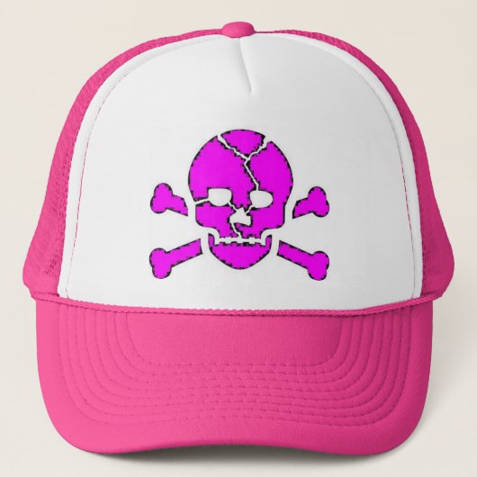 rosa Schädelhut Truckerkappe (Vorderseite)