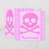 Rosa Schädelladen Einladung (Vorne/Hinten)