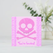 Rosa Schädelladen Einladung (Stehend Vorderseite)