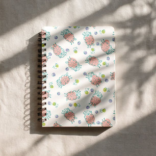 Rosa Schaf mit Blumen & Beeren - Süßes Muster Notizblock