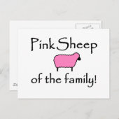 Rosa Schafe der Familie Postkarte (Vorne/Hinten)