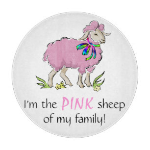Rosa Schafe der Familie Schneidebrett