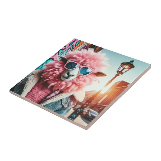 Rosa Schafe Fliese (Seite)