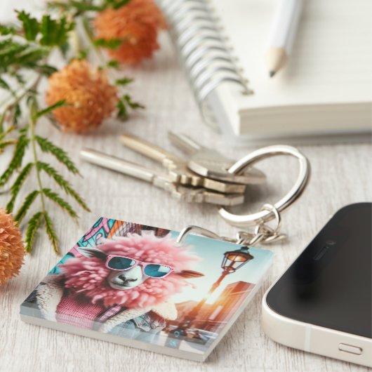 Rosa Schafe Schlüsselanhänger (Vorderseite rechts)