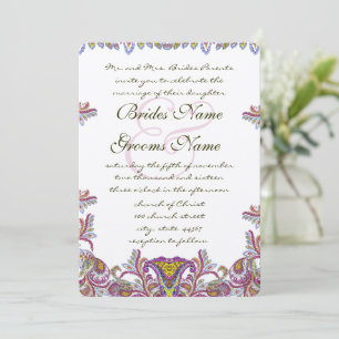 Rosa Schafgarbe Vintage Paisley Hochzeitseinladung Einladung