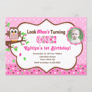 Rosa Schale 1. Geburtstag Einladung 12x18 Foto-Kar