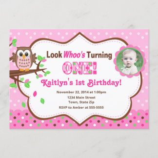 Rosa Schale 1. Geburtstag Einladung 12x18 Foto-Kar