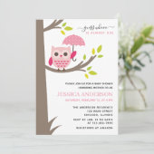 Rosa Schale mit Regenschirm Kinderdusche Einladung (Stehend Vorderseite)