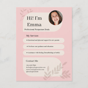 Rosa-Schamrot-Design für Postpartum-Doulas Postkarte
