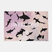 Rosa Schattenhai auf Gradienten Galaxie willkommen Fußmatte (Vorderseite)