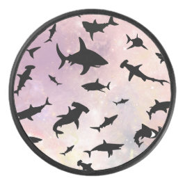 Rosa Schattenhai auf Gradientengalaxie Eishockey Puck