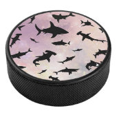 Rosa Schattenhai auf Gradientengalaxie Eishockey Puck (3/4)