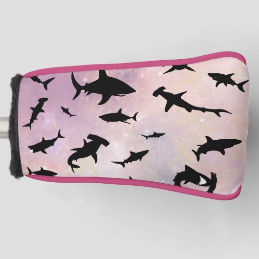 Rosa Schattenhai auf Gradientengalaxie Golf Headcover (Vorderseite)