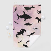 Rosa Schattenhai auf Gradientengalaxie Golfhandtuch (Insitu)